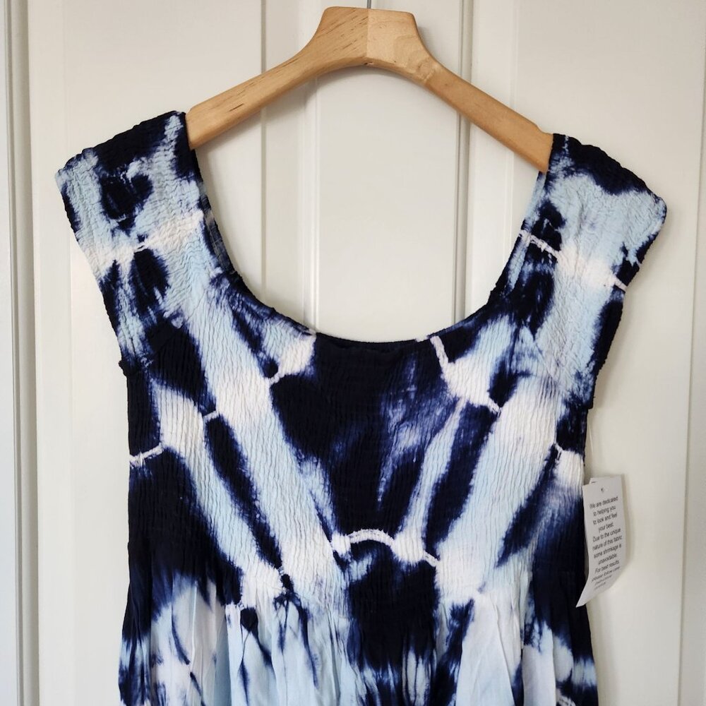 NEW Swimsuits For All Tie-Dye Sleeveless Maxi Cover Up Smocked Dress Beach Pool - Picture 3 of 10